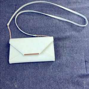 Crossbody purse, faux leather light turquoise blue/green like new